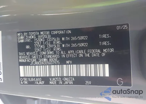 2025 Lexus Gx 550 Luxury из США, поврежденный, VIN JTJVBCDX3S5037975